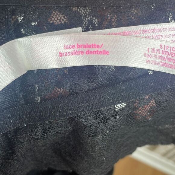 Victoria’s Secret PINK Wildflower Lace High Neck Bralette S - Black - Picture 12 of 15